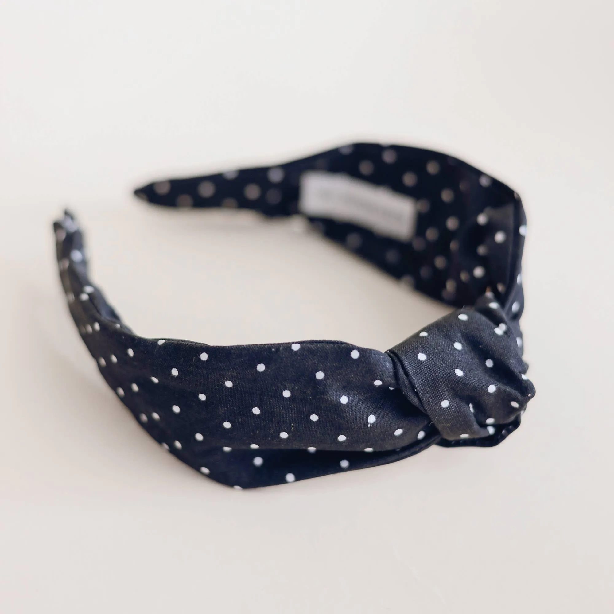 Knotted Headband for Women (Black Polka Dot)