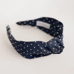 Knotted Headband for Women (Black Polka Dot)
