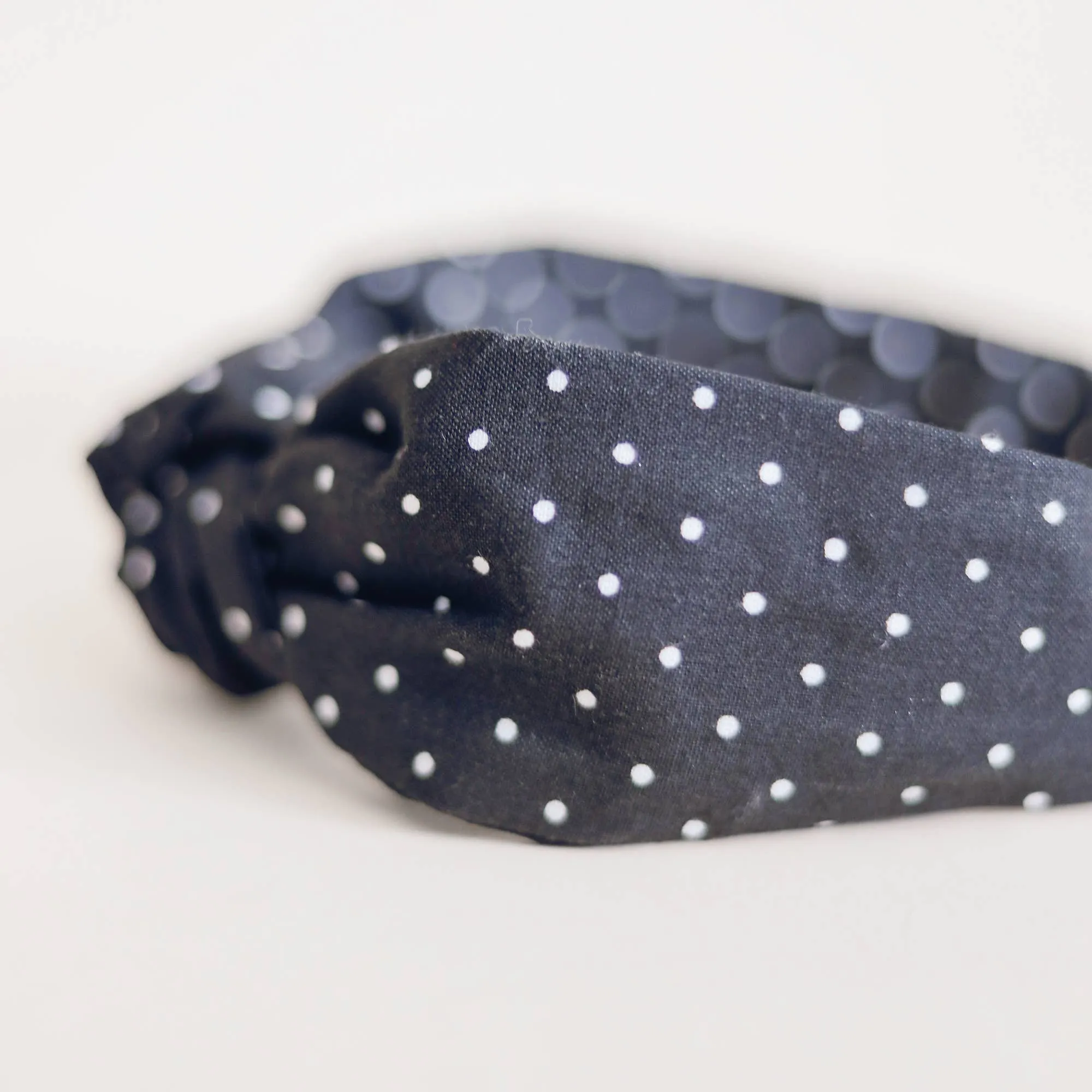 Knotted Headband for Women (Black Polka Dot)