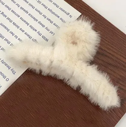 Large Soft Fluffy Faux Fur Hair Claw Clip