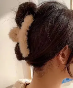 Large Soft Fluffy Faux Fur Hair Claw Clip