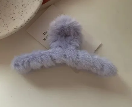 Large Soft Fluffy Faux Fur Hair Claw Clip