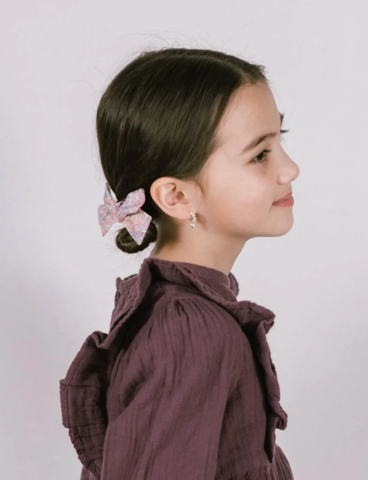 Livy Lou Pink & Blue Floral Liberty MICHELLE PINWHEEL Hair Bow
