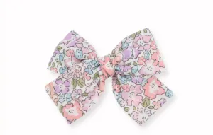 Livy Lou Pink & Blue Floral Liberty MICHELLE PINWHEEL Hair Bow