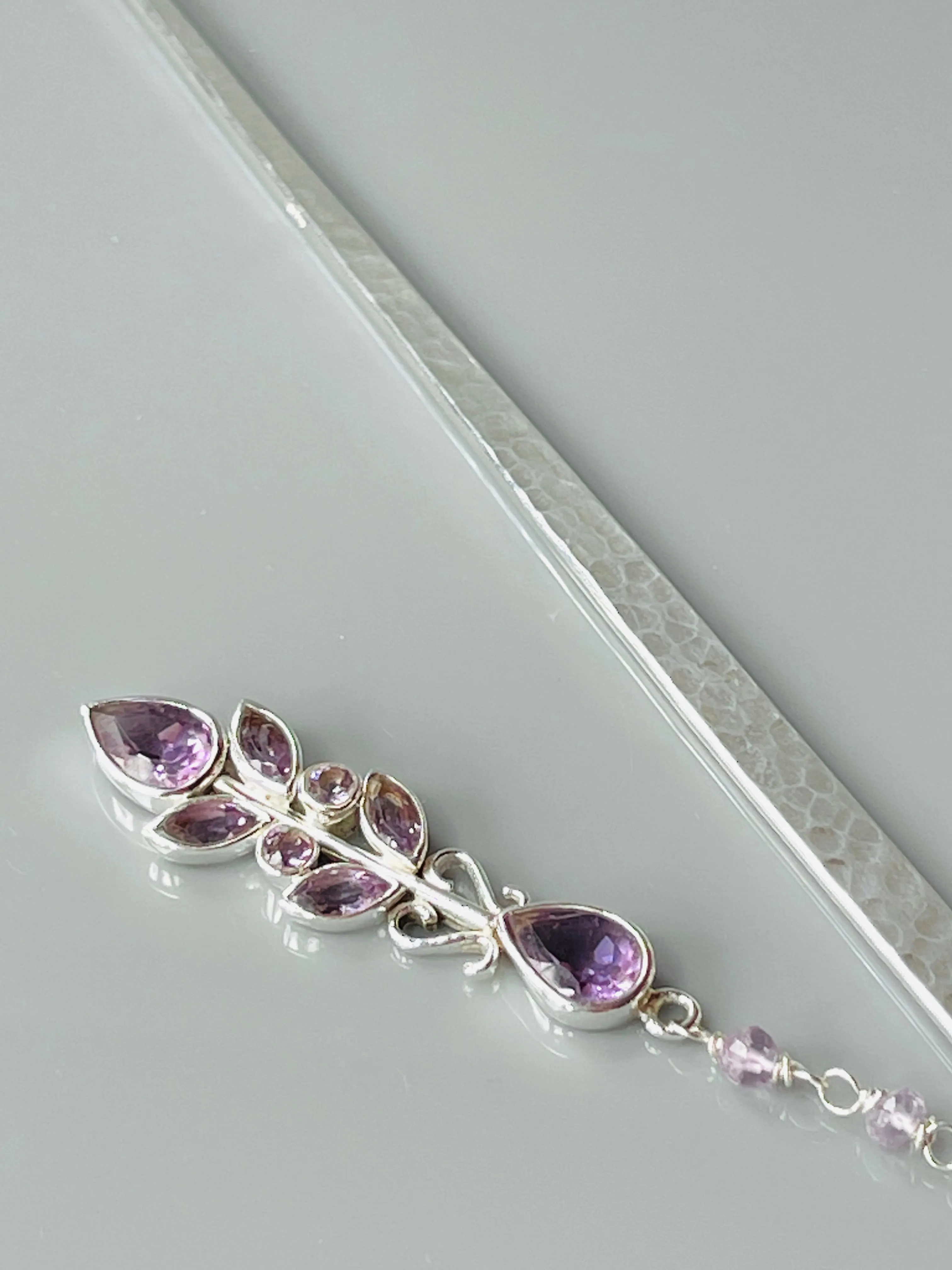 Luxury Sterling Silver Hair Stick Amethyst Kanzashi