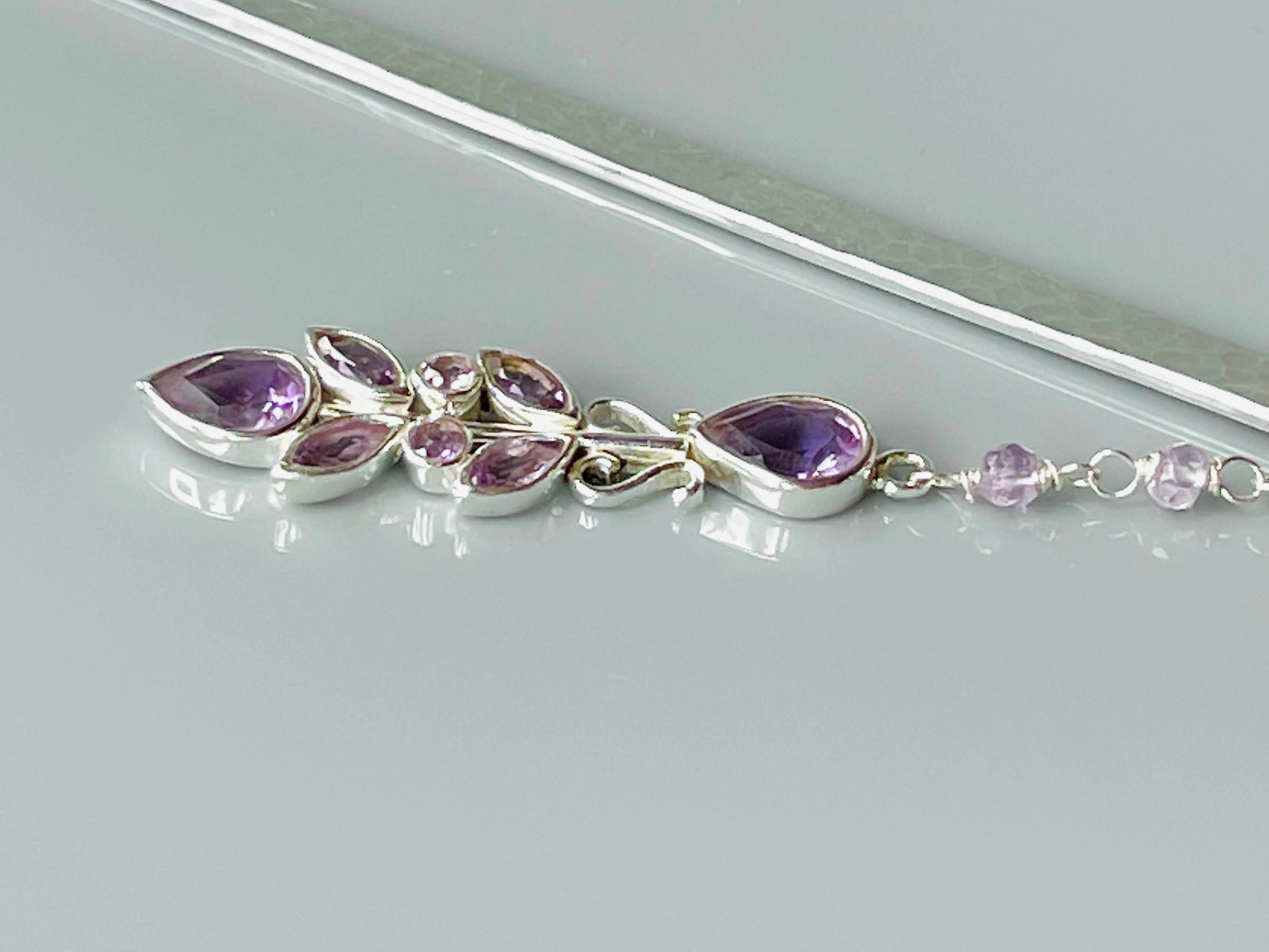 Luxury Sterling Silver Hair Stick Amethyst Kanzashi