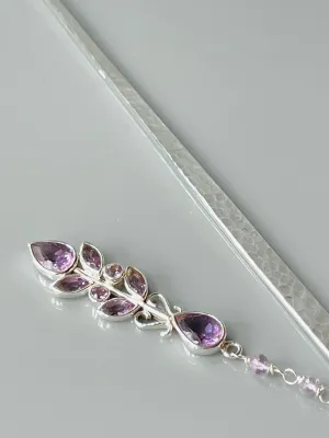 Luxury Sterling Silver Hair Stick Amethyst Kanzashi