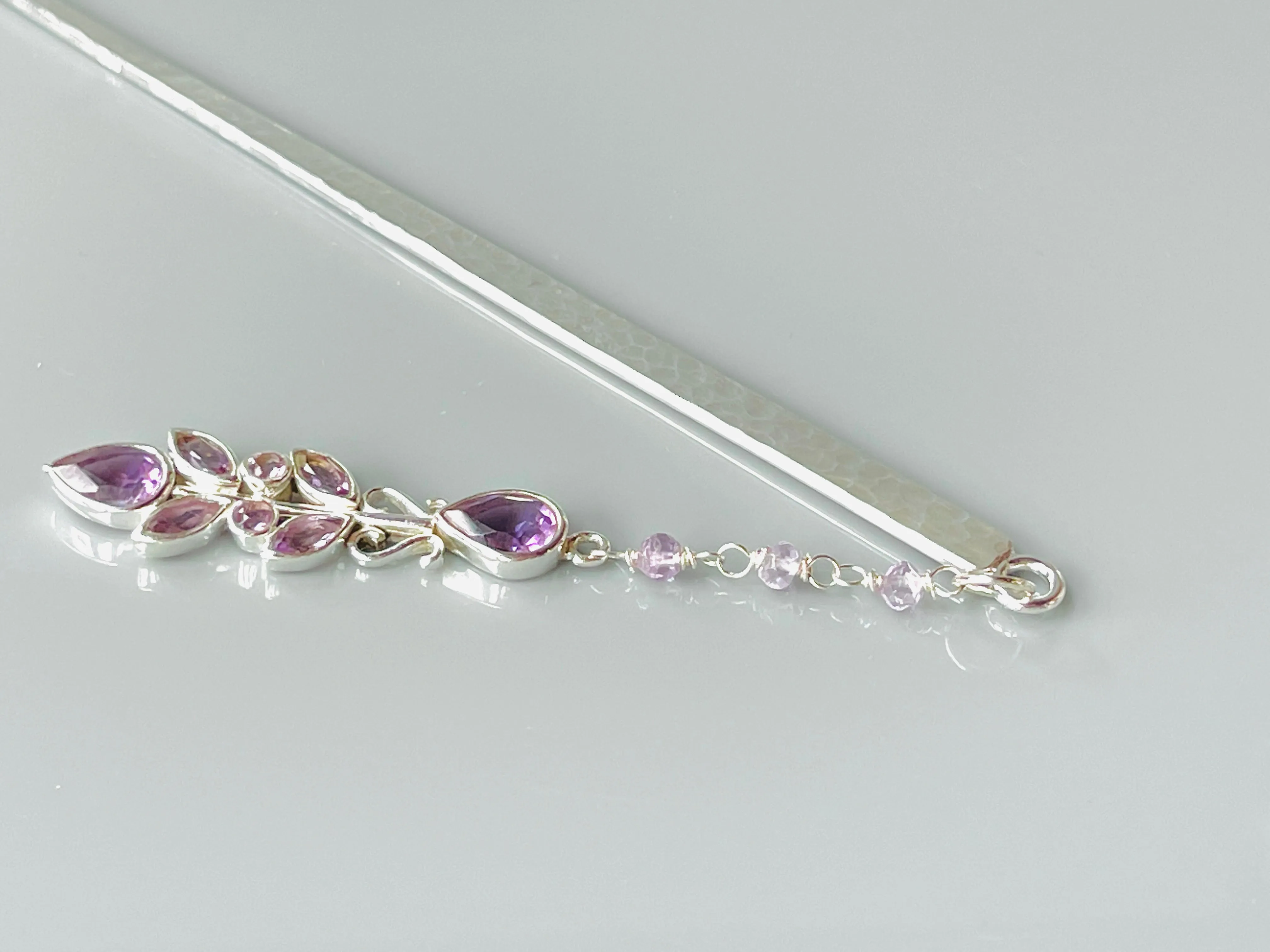 Luxury Sterling Silver Hair Stick Amethyst Kanzashi