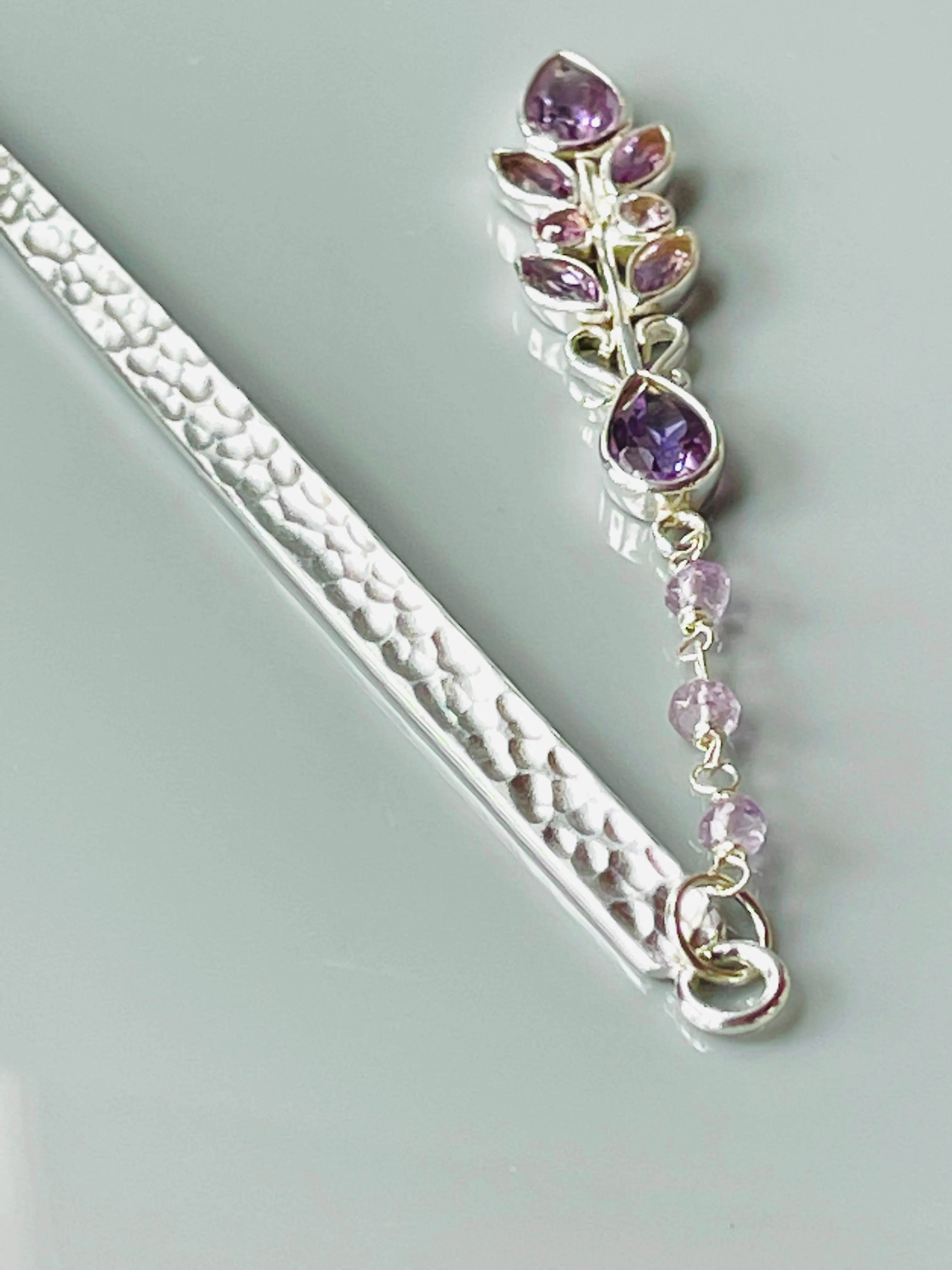 Luxury Sterling Silver Hair Stick Amethyst Kanzashi