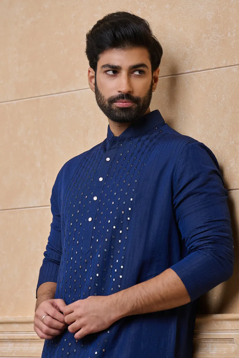 Medium Blue Patra Embroidered Kurta Set