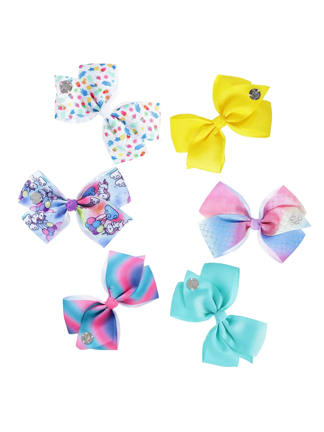 Melbees by Yellow Chimes Hair Clips for Girls 6 Pcs Bow Hairclips Hair Accessories Printed Unicorn Mermaid Pattern Alligator Hair Clips for Kids and Girls