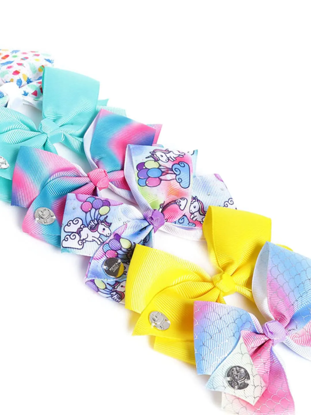 Melbees by Yellow Chimes Hair Clips for Girls 6 Pcs Bow Hairclips Hair Accessories Printed Unicorn Mermaid Pattern Alligator Hair Clips for Kids and Girls