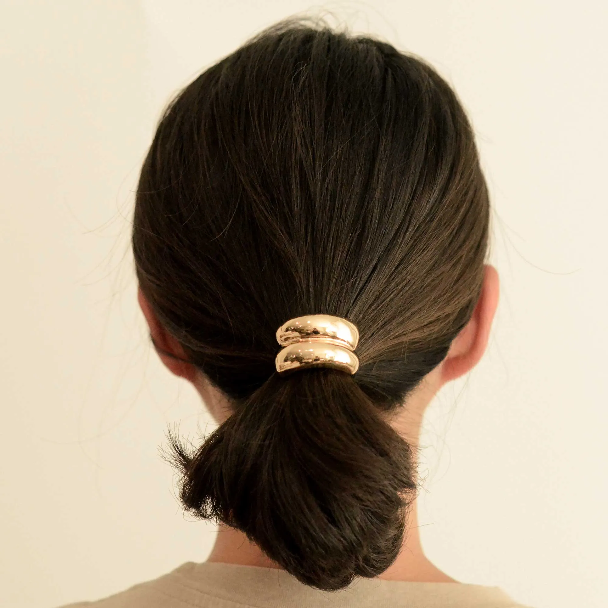 MINI DOUBLE ARCH METAL PONYTAIL HAIR TIE | GOLD