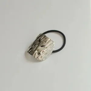 nar'sha - Wide Textured Metal Ponytail Hair Tie (Silver)
