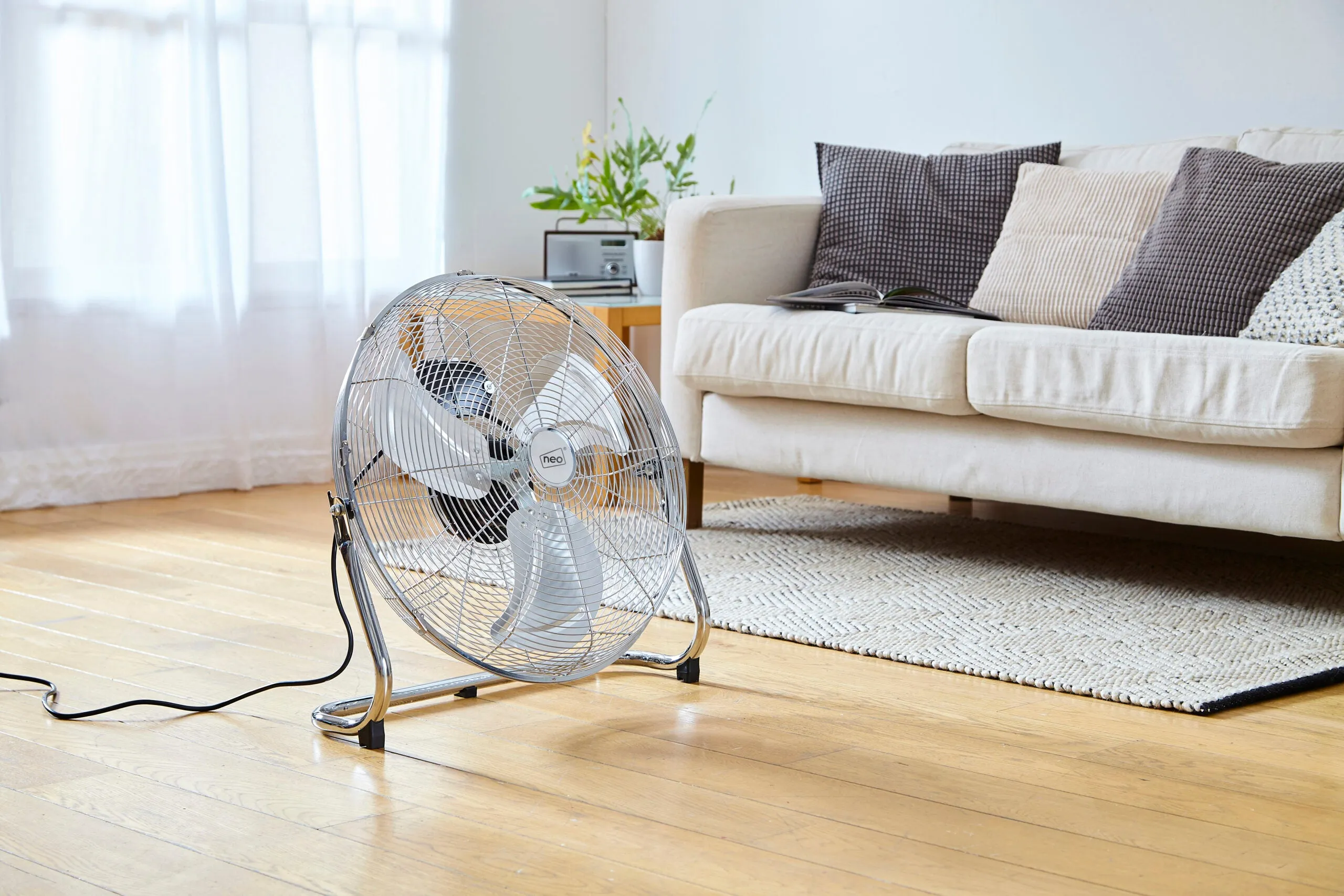 Neo High Velocity Chrome Metal Floor Freestanding Fan  - 16 Inch