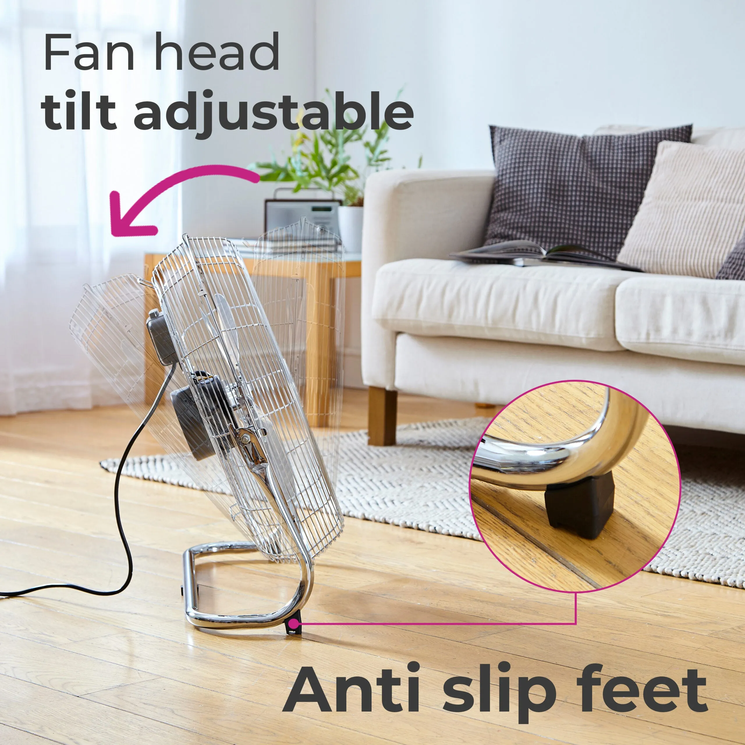 Neo High Velocity Chrome Metal Floor Freestanding Fan  - 16 Inch