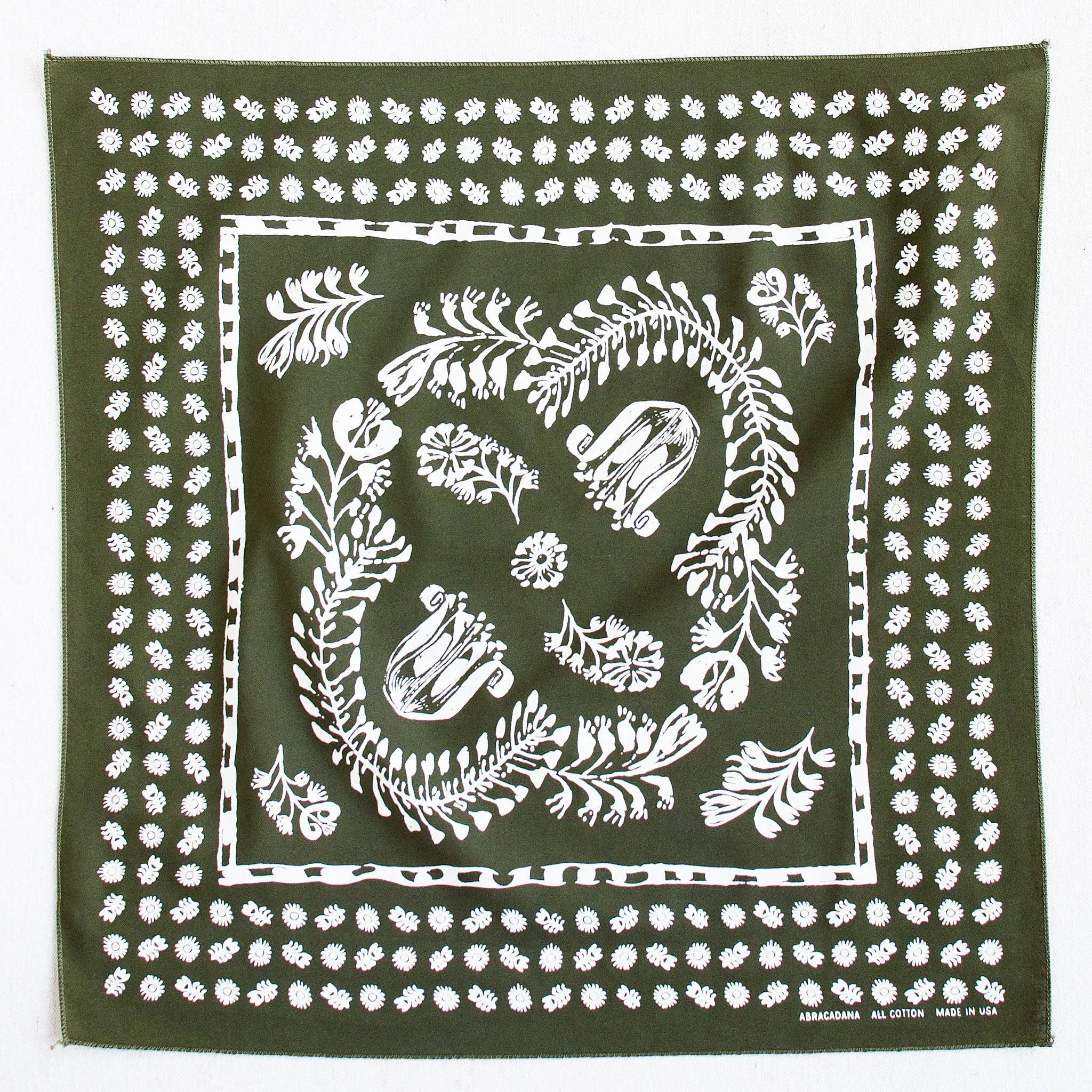 Olive Floral Bandana