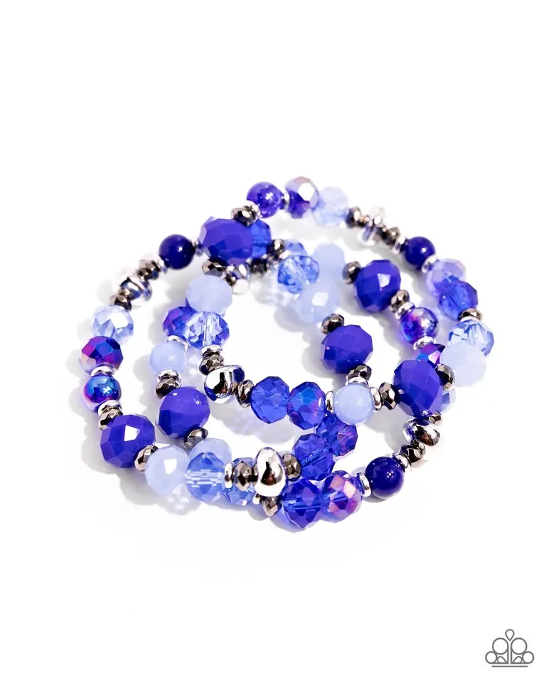 Paparazzi Bracelet ~ Stack of GLASS - Blue