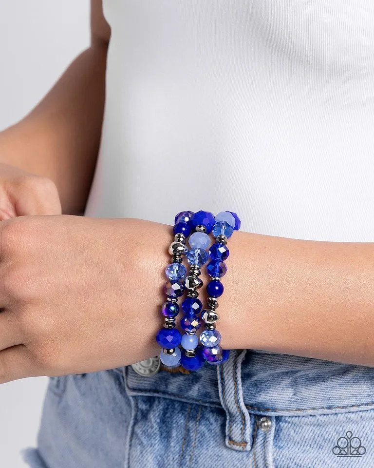 Paparazzi Bracelet ~ Stack of GLASS - Blue