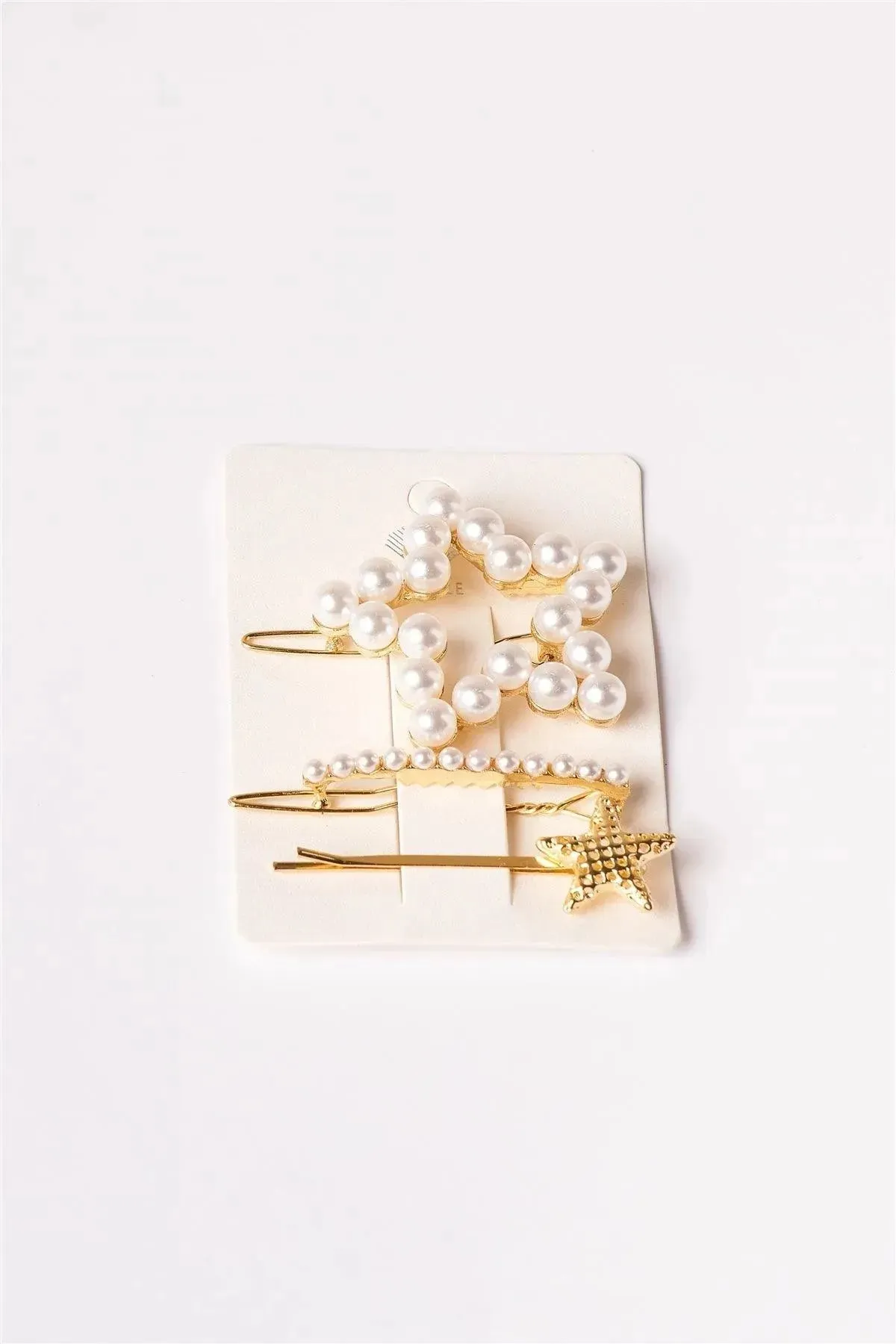 Pearl and Gold Star Hair Pin Set - Elegant Hair Accessories