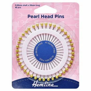 Pearl Plastic Head Berry Pins Wheel - 38mm Nickel (40 Pieces)