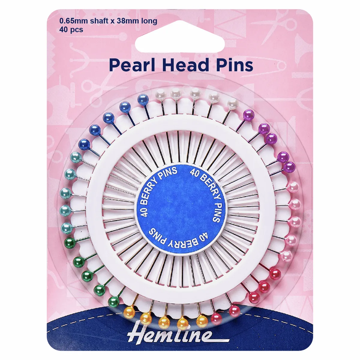 Pearl Plastic Head Berry Pins Wheel - 38mm Nickel (40 Pieces)