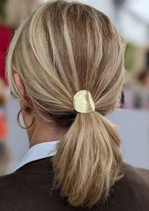 PeLo Modern - Small Sculptural Oval Brass Ponytail Holder