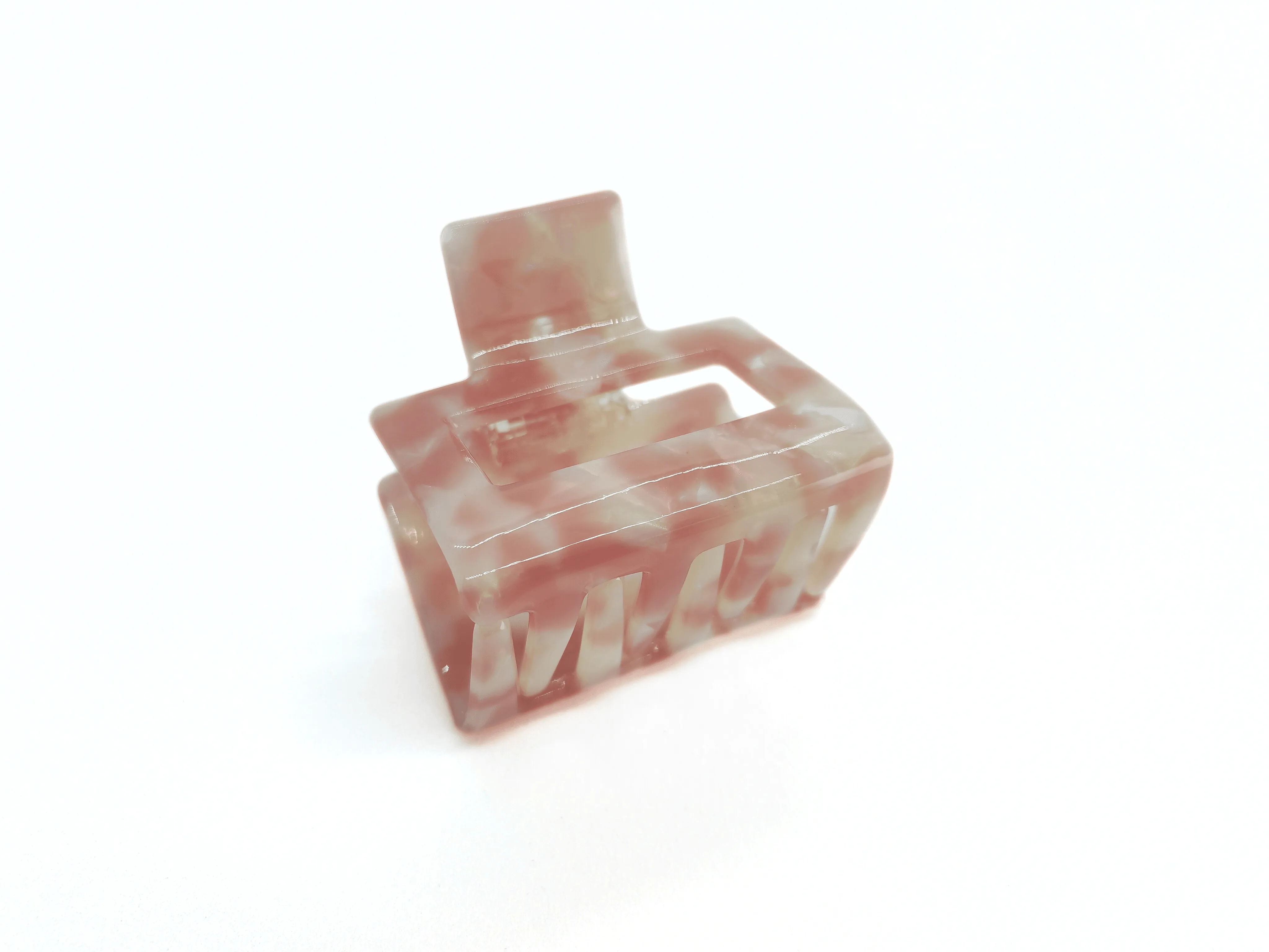 Pink Marble Square Hair Claw Clip