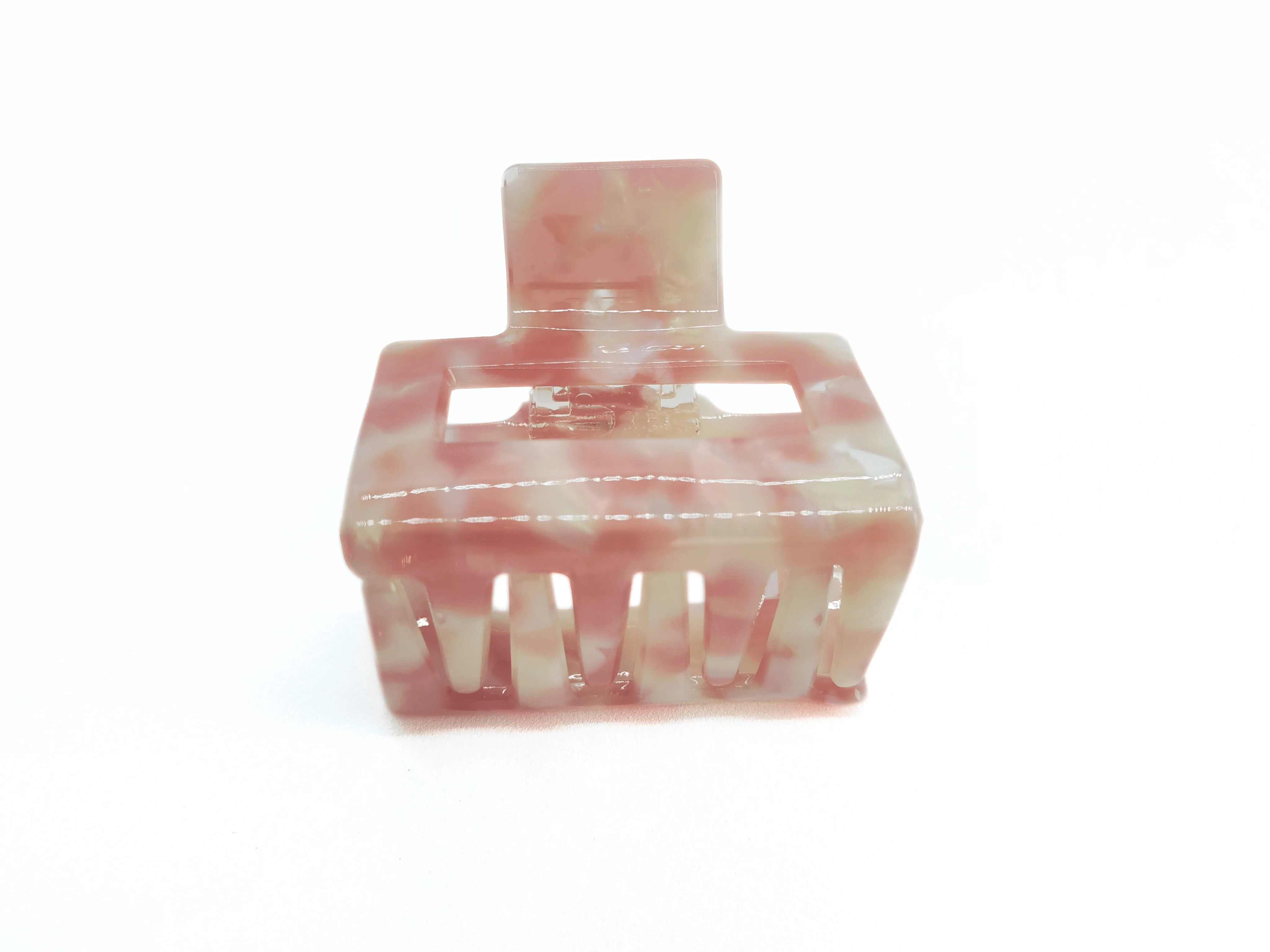 Pink Marble Square Hair Claw Clip