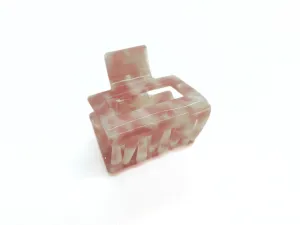Pink Marble Square Hair Claw Clip
