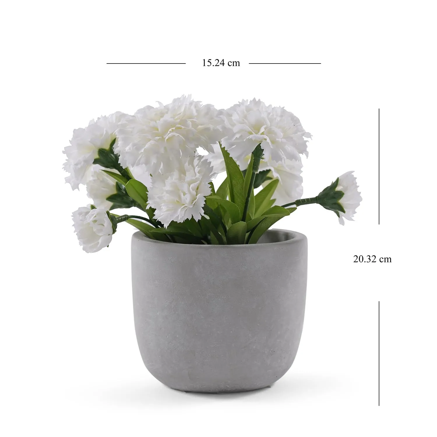 Pure Home   Living, Carnation in Cement Pot, White