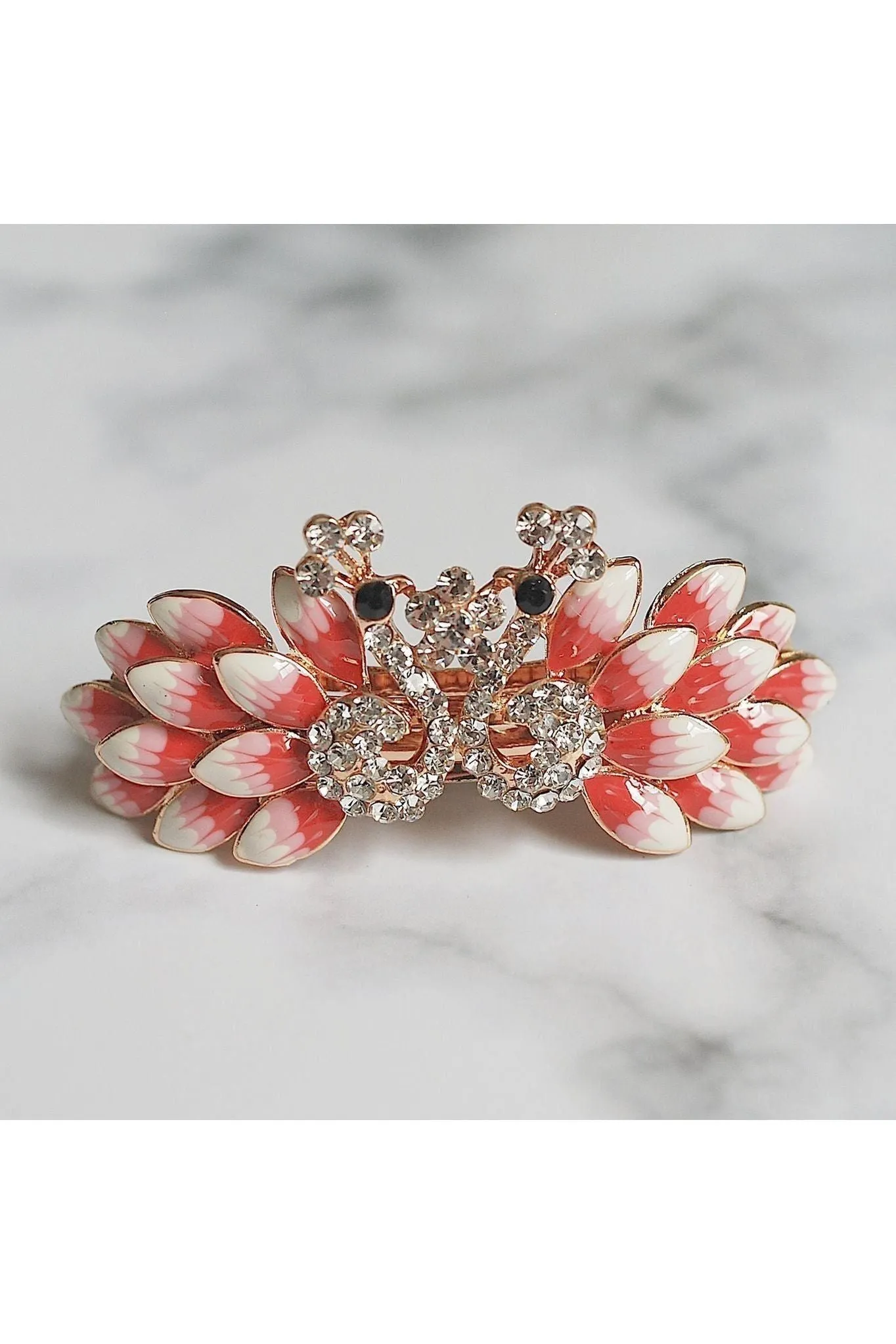 Queenmee Hair Accessories Vintage Hair Clip Pink Peacock