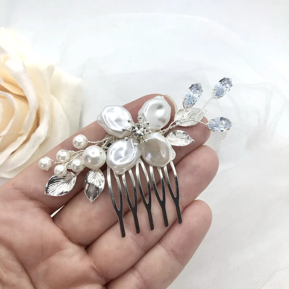 "Asya" - Pearl and Crystal Bridal Hair Comb