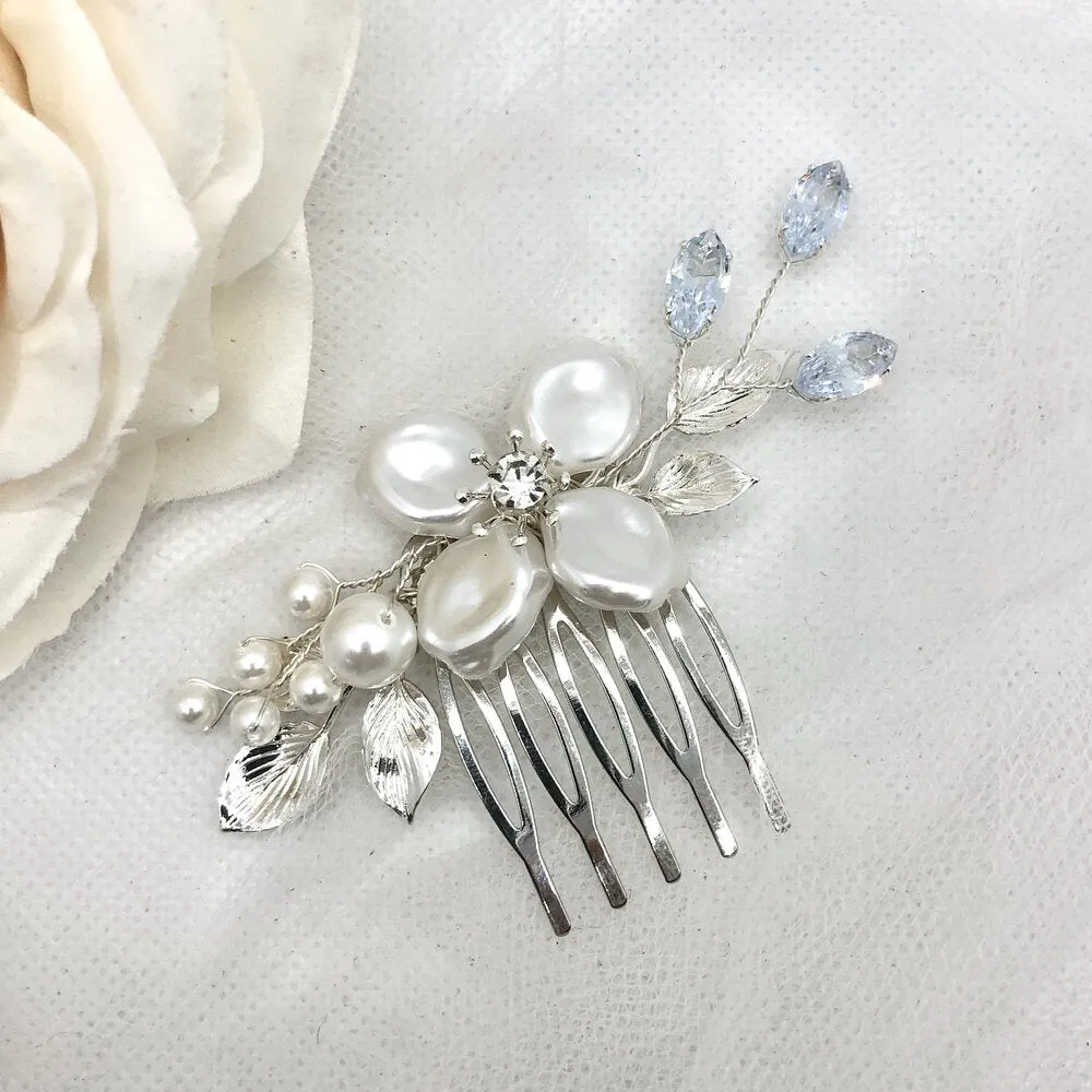 "Asya" - Pearl and Crystal Bridal Hair Comb