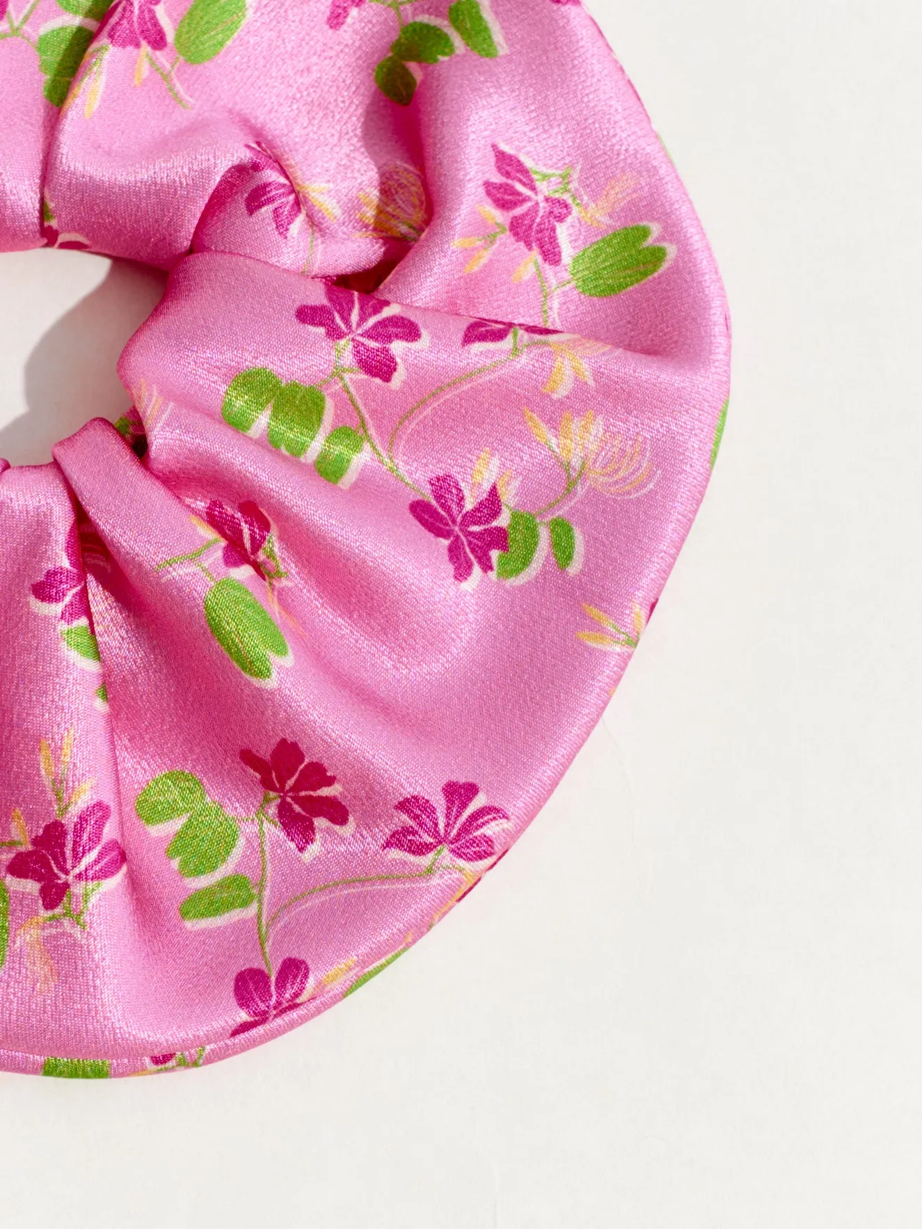 "Beach Blossom" Oversized Viscose Scrunchie Hair Tie - Pink