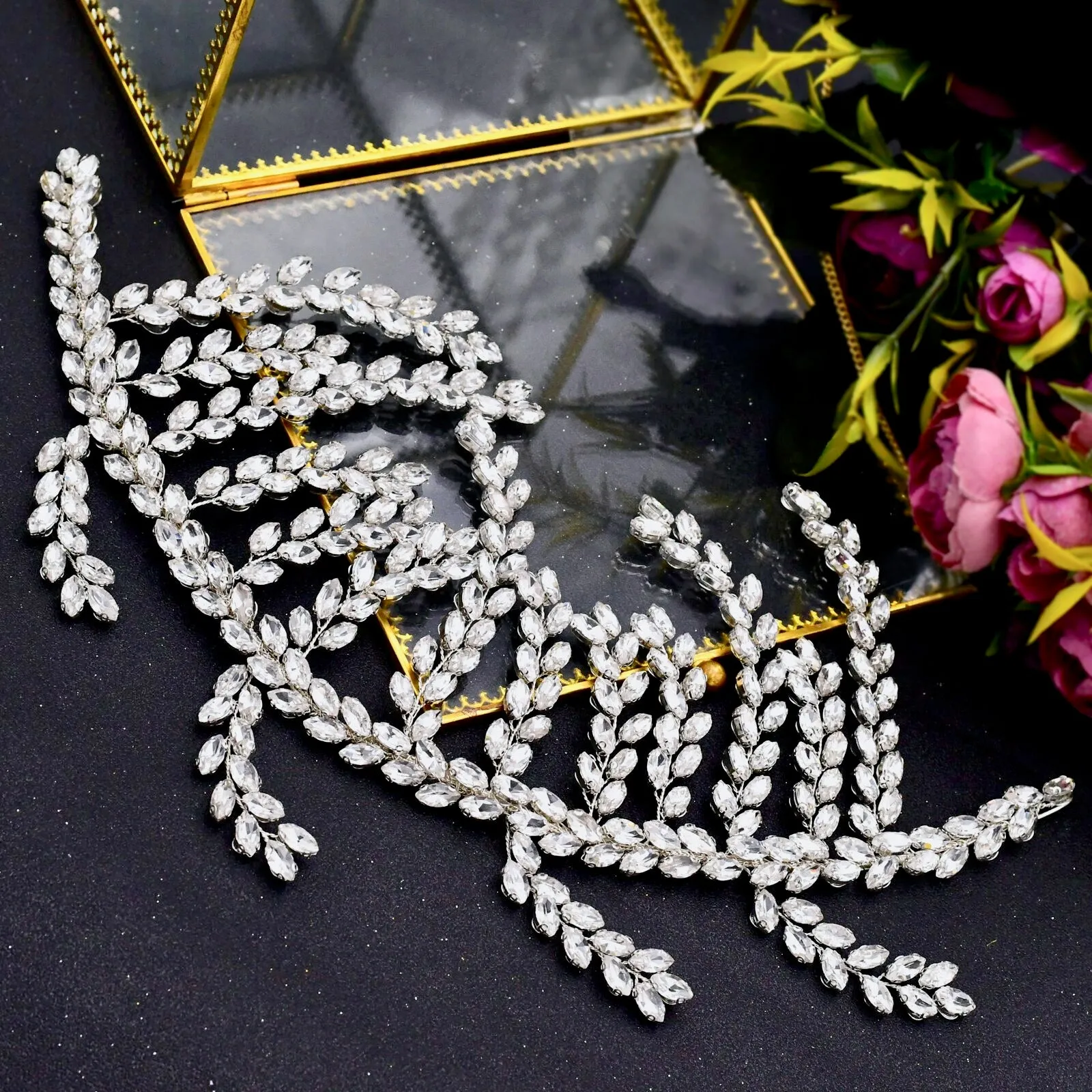 "Estefania" - Silver Crystal Bridal Hair Accessory