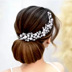 "Harper" - Pearl and Crystal Bridal Short Hair Vine