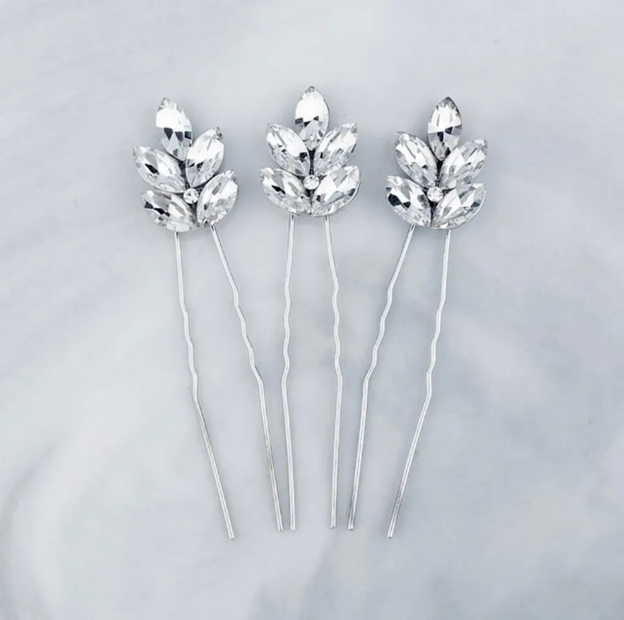 "Hattie" - Crystal Bridal Hair Pins - Set of 3