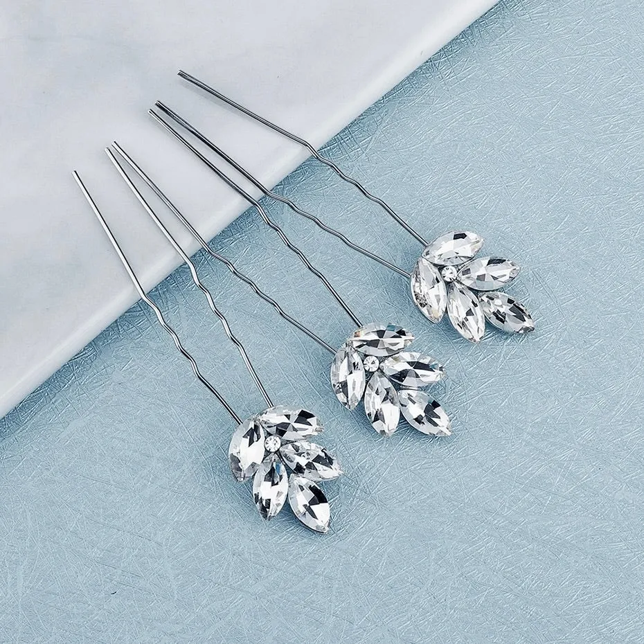 "Hattie" - Crystal Bridal Hair Pins - Set of 3