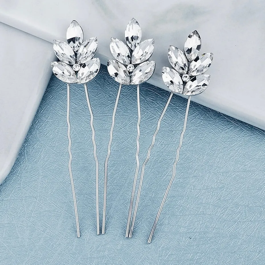"Hattie" - Crystal Bridal Hair Pins - Set of 3