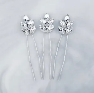 "Hattie" - Crystal Bridal Hair Pins - Set of 3