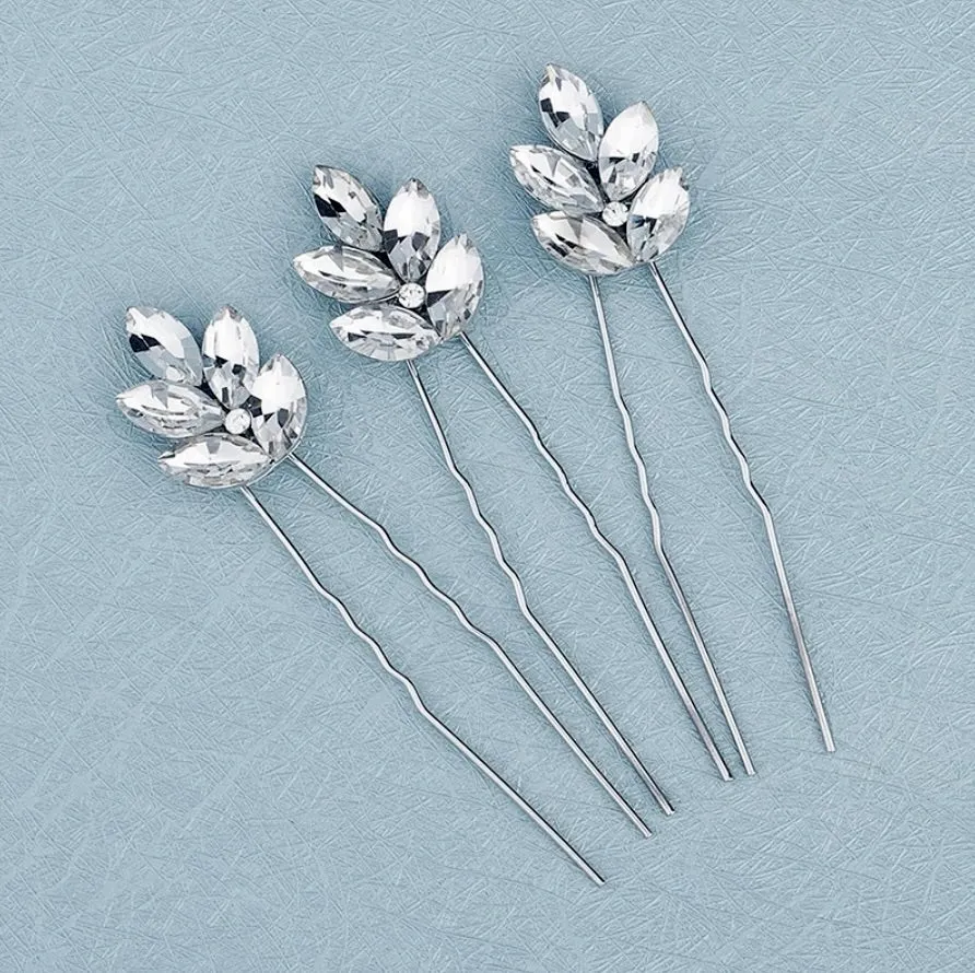 "Hattie" - Crystal Bridal Hair Pins - Set of 3