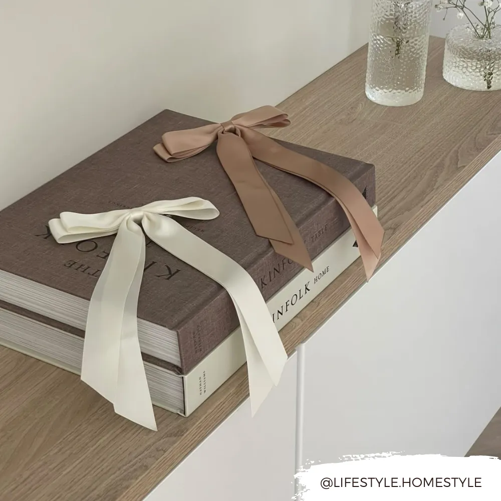 Ribbon Bow Clip - Caramel Nude