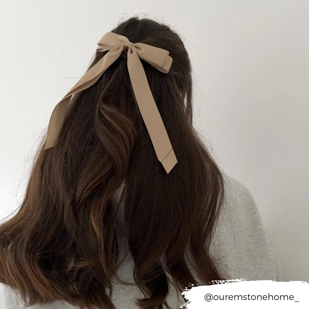 Ribbon Bow Clip - Caramel Nude