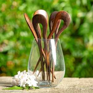 Round Wooden Double Prong Hair Stick