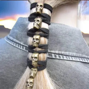 Skulls Beaded Leather Wraps Hair Accessories