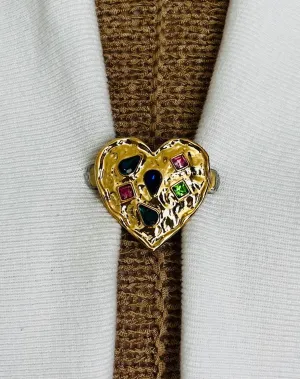 Sweater Clips Heart Sweater Clip Cardigan Clasp Rhinestone Cardigan Clip for Cloak Clasp Sweater Guard Jewelry Gift for Mom Gift for Her