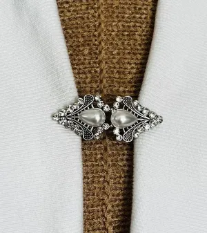 Sweater Clips Pearl Sweater Clip Rhinestone Silver Cardigan Clip  Cosplay Clips Cloak Clasps Jewelry Gift for Her Gifts for Her by Fabulici