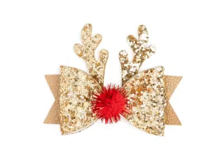 Sweet Wink Gold Glitter Reindeer Antlers Hair Clip