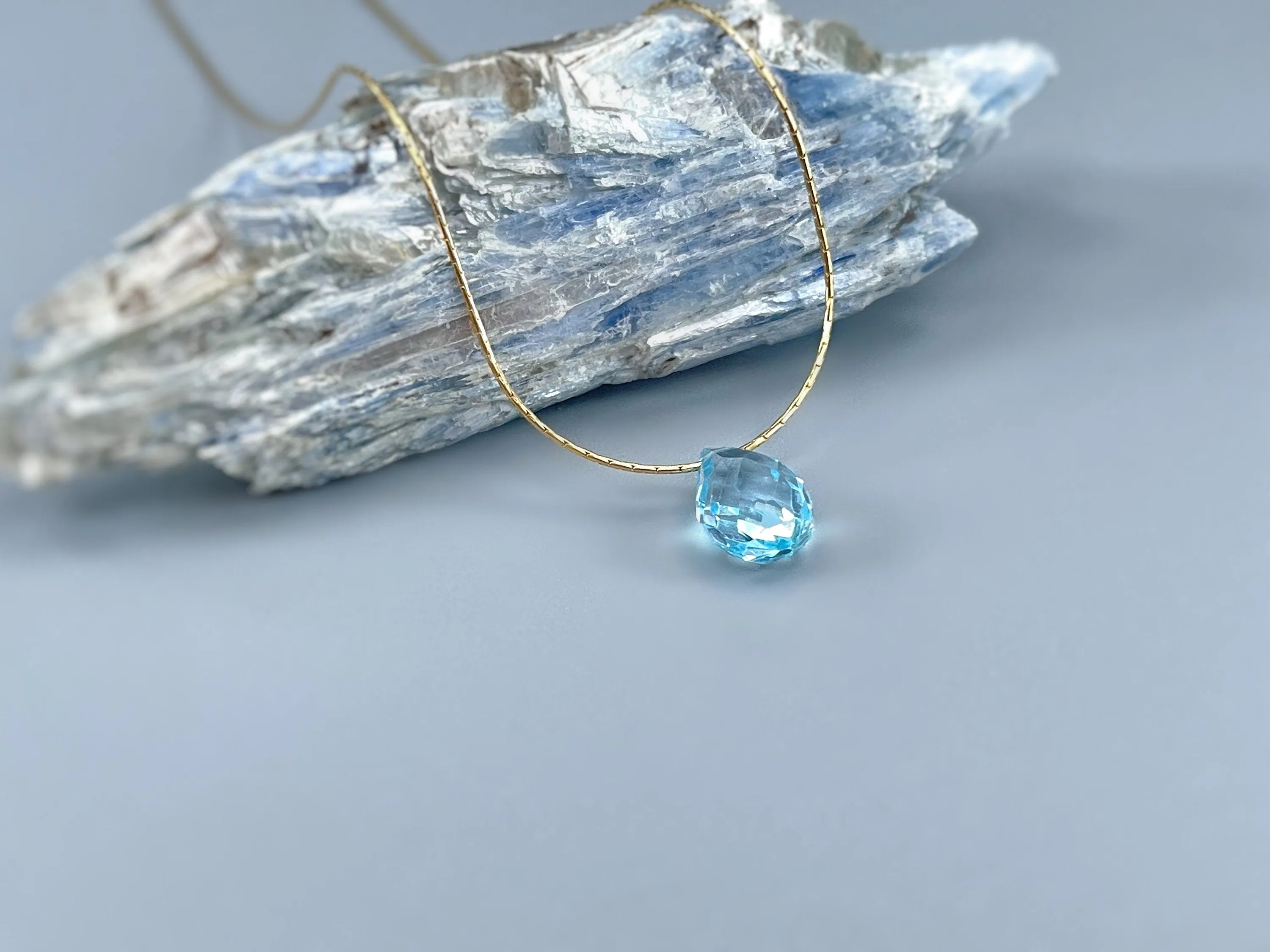 Swiss Blue Topaz earrings Dangle 14k Solid Gold, Silver Rose Gold